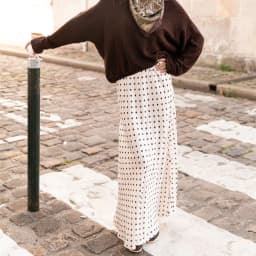 Women Polka Dot Maxi Skirt Elegant Bodycon A Line Flare Long Skirts Cute Dots Print Flowy Maxi Satin Skirt Vintage Streetwear