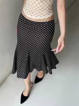 Women's Midi Skirts Dot Print Low Waist Skirts Spring Summer Casual Skirts 2026 Fashion Casual Elegant Clothes