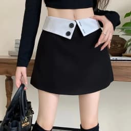 Elegant Striped Mini Skirt Women Fashion Patchwork Black Suit Skirts Summer Streetwear Korean High Waist Slim A Line Faldas New