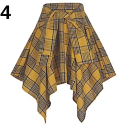 Plaid Skirt Women Pleated Lace-up Tie Mini Skirt Y2k Streetwear Harajuku Vintage Irregular Sports Street Women Fart Curtain