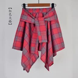 Plaid Skirt Women Pleated Lace-up Tie Mini Skirt Y2k Streetwear Harajuku Vintage Irregular Sports Street Women Fart Curtain