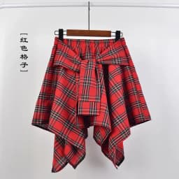 Plaid Skirt Women Pleated Lace-up Tie Mini Skirt Y2k Streetwear Harajuku Vintage Irregular Sports Street Women Fart Curtain