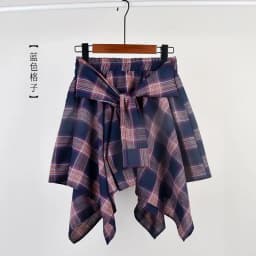 Plaid Skirt Women Pleated Lace-up Tie Mini Skirt Y2k Streetwear Harajuku Vintage Irregular Sports Street Women Fart Curtain