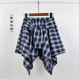 Plaid Skirt Women Pleated Lace-up Tie Mini Skirt Y2k Streetwear Harajuku Vintage Irregular Sports Street Women Fart Curtain