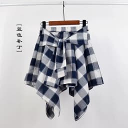Plaid Skirt Women Pleated Lace-up Tie Mini Skirt Y2k Streetwear Harajuku Vintage Irregular Sports Street Women Fart Curtain