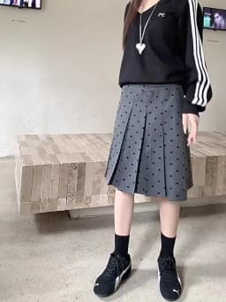 Polka Dot Pleated Skirt Summer Women's High Waist A-line Skirts Fashion Casual Short Skirt Korean Style Clothes