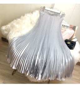 Fashion 2026 Spring Summer Women High Waist Polyester Solid Color Pleated Long Maxi Skirts Casual Women Clothing Outfits