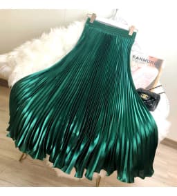 Fashion 2026 Spring Summer Women High Waist Polyester Solid Color Pleated Long Maxi Skirts Casual Women Clothing Outfits