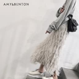 Spring Fashionable Design Handmade Feather Hollow Long Knited Skirt Women's New Fashion Elegant And Calf Skirts For Ladies 2024