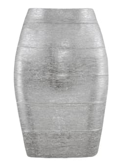 Wholesale Women Summer Skirt Sexy Black Silver Gold Bandage Skirt High Street Designer Skinny Party  Mini Pencil Skirts 45cm