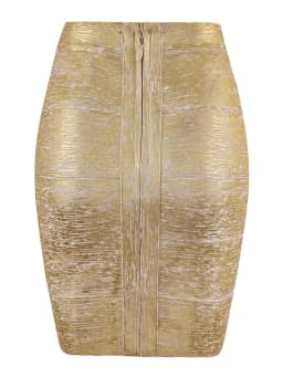 Wholesale Women Summer Skirt Sexy Black Silver Gold Bandage Skirt High Street Designer Skinny Party  Mini Pencil Skirts 45cm