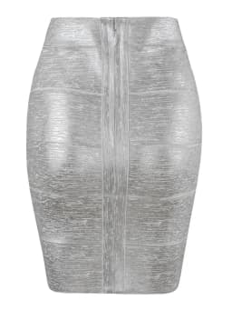 Wholesale Women Summer Skirt Sexy Black Silver Gold Bandage Skirt High Street Designer Skinny Party  Mini Pencil Skirts 45cm