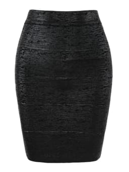 Wholesale Women Summer Skirt Sexy Black Silver Gold Bandage Skirt High Street Designer Skinny Party  Mini Pencil Skirts 45cm