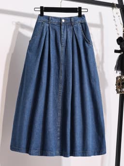 High Waist Midi Denim Skirt Women's Spring 2026 New plus Size Slimming Versatile A-Line Skirt Commute Artistic Regular Thin