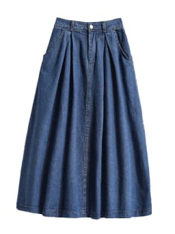 High Waist Midi Denim Skirt Women's Spring 2026 New plus Size Slimming Versatile A-Line Skirt Commute Artistic Regular Thin
