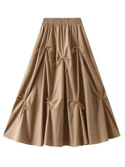 UCXQ Elegant Fashion Skirt Fairy Style All Match Patchwork Bow High Waist Vintage Umbrella Skirt Women 2025 Spring Summer 3A9515