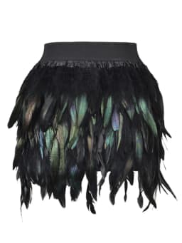 DEAT Fashion Luxury Feather Patchwork Irregular Skirt Women Temperament Slim High Waist Skirts Female 2026 Autumn 11P01026