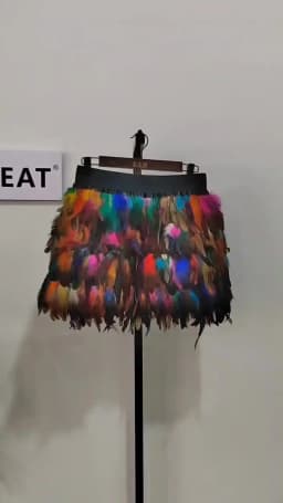 DEAT Fashion Luxury Feather Patchwork Irregular Skirt Women Temperament Slim High Waist Skirts Female 2026 Autumn 11P01026