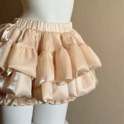 Sweet Satin Casual Elastic Waist New Short Skirt Women Summer Chic White Ruffle Cake Skirts Female Fashion Pretty Princess Skirt
