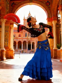 Red Dance Skirt Four Layers Polyester Cotton Flamenco Dance Costume High Waist Bell Bottoms Women's Skirts for Performance