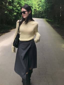 Korean Style Elegant Draped Half Skirt with Bow Tie Women's High Waist Stripe Asymmetrical Skirt Commute Style Regular Fit