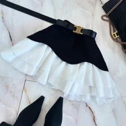 Denim Cake Skirt Women A Line Short Skirts High Waist Ruffles Elegant Splice Y2k Streetwear Party Pleated Slim Fit 2025 Spring