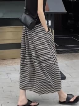 Aoaiiys Skirts Women Striped Plaid Spliced Casual Skirts Pockets Fashion Skirt 2026 Vintage Comfortable A-Line Skirt Summer New