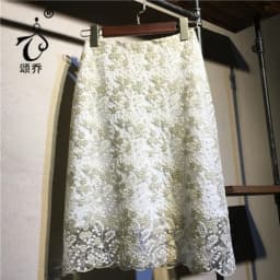 2024 Autumn Summer Mesh Embroidered Skirt Women's Summer Long High Waist A- line Skirt Woman Skirts Mujer Faldas Saias Mulher