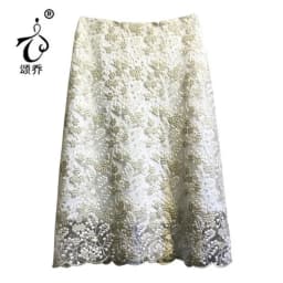 2024 Autumn Summer Mesh Embroidered Skirt Women's Summer Long High Waist A- line Skirt Woman Skirts Mujer Faldas Saias Mulher