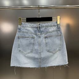 DEAT Sequins Decoration Denim Skirts For Women 2024 Summer New Items High Waist Wrap Hip Skirt Female Trendy Fashion 29L7154