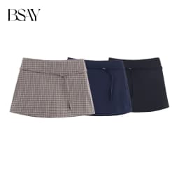 BSAY Autumn New Product Women's Wear 2025 Fashion Versatile Slim Straight Waist Belt Decoration Mid Waist Skirts and Pants