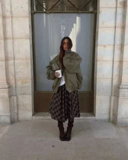 BSAY Loose Plaid Umbrella Skirt Women's clothing Autumn Winter Side Zip Chic Female High Waist Elegant A-line Long Skirts Mujer