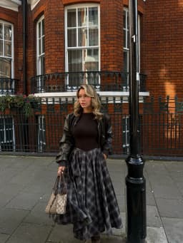 BSAY Loose Plaid Umbrella Skirt Women's clothing Autumn Winter Side Zip Chic Female High Waist Elegant A-line Long Skirts Mujer