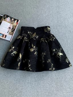 Black Gold Jacquard Skirt High Waisted Slim Fit A-line Skirt Spring Summer New Short Skirt Fashionable Exquisite Office Skirt