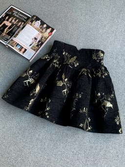 Black Gold Jacquard Skirt High Waisted Slim Fit A-line Skirt Spring Summer New Short Skirt Fashionable Exquisite Office Skirt