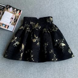 Black Gold Jacquard Skirt High Waisted Slim Fit A-line Skirt Spring Summer New Short Skirt Fashionable Exquisite Office Skirt