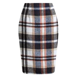 2025 Autumn and Winter Women's Plaid Hip Skirt Zipper Slim Wool Blend Fashion Office Pencil Skirts Midi Skirt