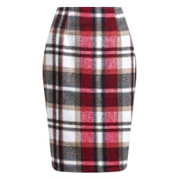 2025 Autumn and Winter Women's Plaid Hip Skirt Zipper Slim Wool Blend Fashion Office Pencil Skirts Midi Skirt