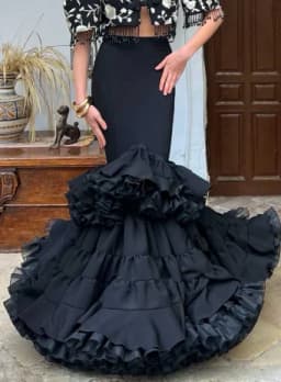 Spanish Black Mermaid Formal Skirt for Women High Waist Ruffled Long Evening Party Skirts 2 Options Tiered Maxi Skirt Custom