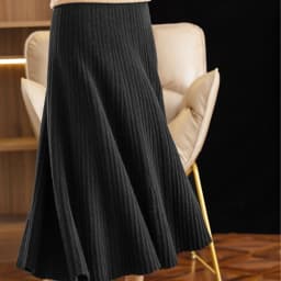 Elegant Women's Pleated Skirt 100% Merino Wool Skirt A-Line Long Skirt Soft Warm Autumn Winter Dress Slim Elastic Waist Office