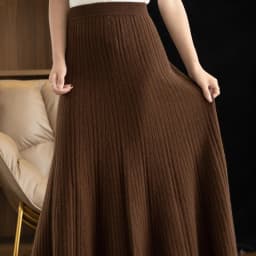 Elegant Women's Pleated Skirt 100% Merino Wool Skirt A-Line Long Skirt Soft Warm Autumn Winter Dress Slim Elastic Waist Office