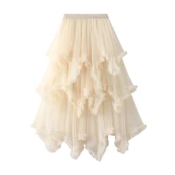Summer Tulle Cake Skirt Women Fashion Elegant High Waist Chic Ball Gown Skirt Female Loose Mesh Irrgular Long Skirts