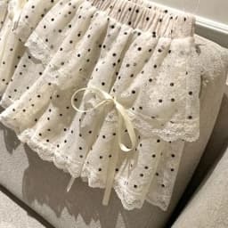 MEXZT Kawaii Dots Mini Skirt Women Japanese Cute Lace Bow Ball Gown Skirts Summer Korean High Waist Ruffles Casual A Line Skirt
