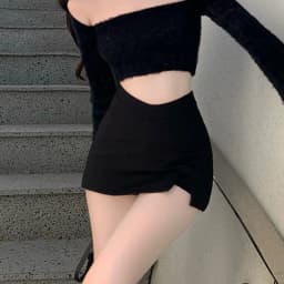 Black Split Mini Skirts Women Summer Sexy Club High Waist Slit Skirt Streetwear Korean Party Fashion Irregular Slim A Line Skirt