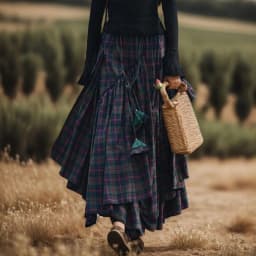 Women'S Vintage Checked Long Skirt Retro High Waist Maxi Tartan Skirt 2024 Spring Autumn Fashion Asymmetrical Flared Skirts