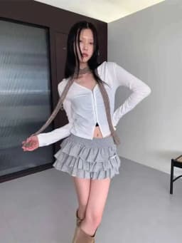 Sweet And Spicy Ballet F-length Skirt With Elastic Waist And Lace Hem Flared Cake-aped Ort Skirt For Young Women 8PO5