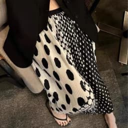 Summer Skirts for Women 2025 Faldas Mujer De Moda High Waist A-line Vintage Polka Dot Jupe Loose Pleated Skirt Korean Long Saia