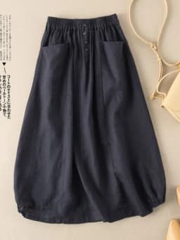 Women's Skirt Cotton Linen Casual Straight Skirts Woman Fashion 2026 Summer Loose Solid Color Button Long Skirts for Women