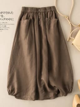 Women's Skirt Cotton Linen Casual Straight Skirts Woman Fashion 2026 Summer Loose Solid Color Button Long Skirts for Women