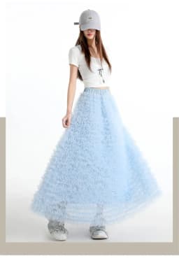 Anti-Aging Tulle Skirt Fashionable Women's Sweet Heavy-Layered Cake Skirt Fluffy Skirt Super Fairy Princess Skirt Semi-Long S...
